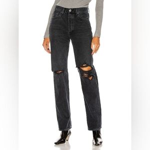 AGOLDE Lana Straight 29 black distressed holes